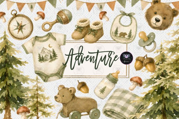 Download Woodland Adventure Baby Shower Clipart - Baby shower Collection