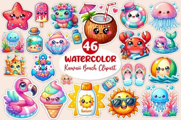 Download Kawaii Beach Clipart, Summer Sticker Png - Summer sticker png Collection